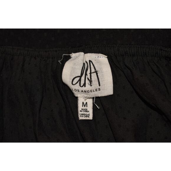 DRA LA $164 Black Micro Polka Dot Short Puff‎ Sleeve Maiden Maxi Dress Medium - Picture 4 of 4